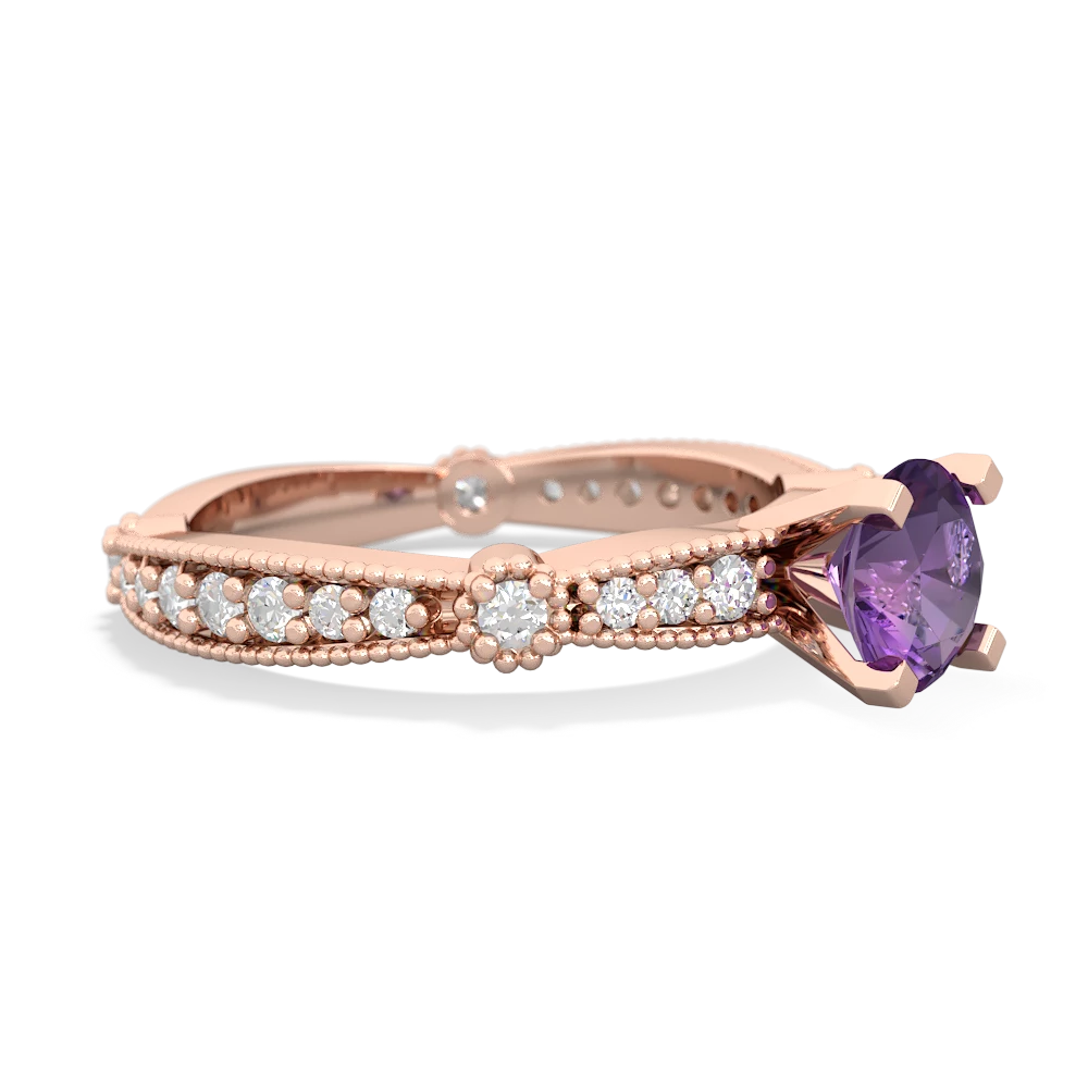 Amethyst Sparkling Tiara 6Mm Round 14K Rose Gold ring R26296RD