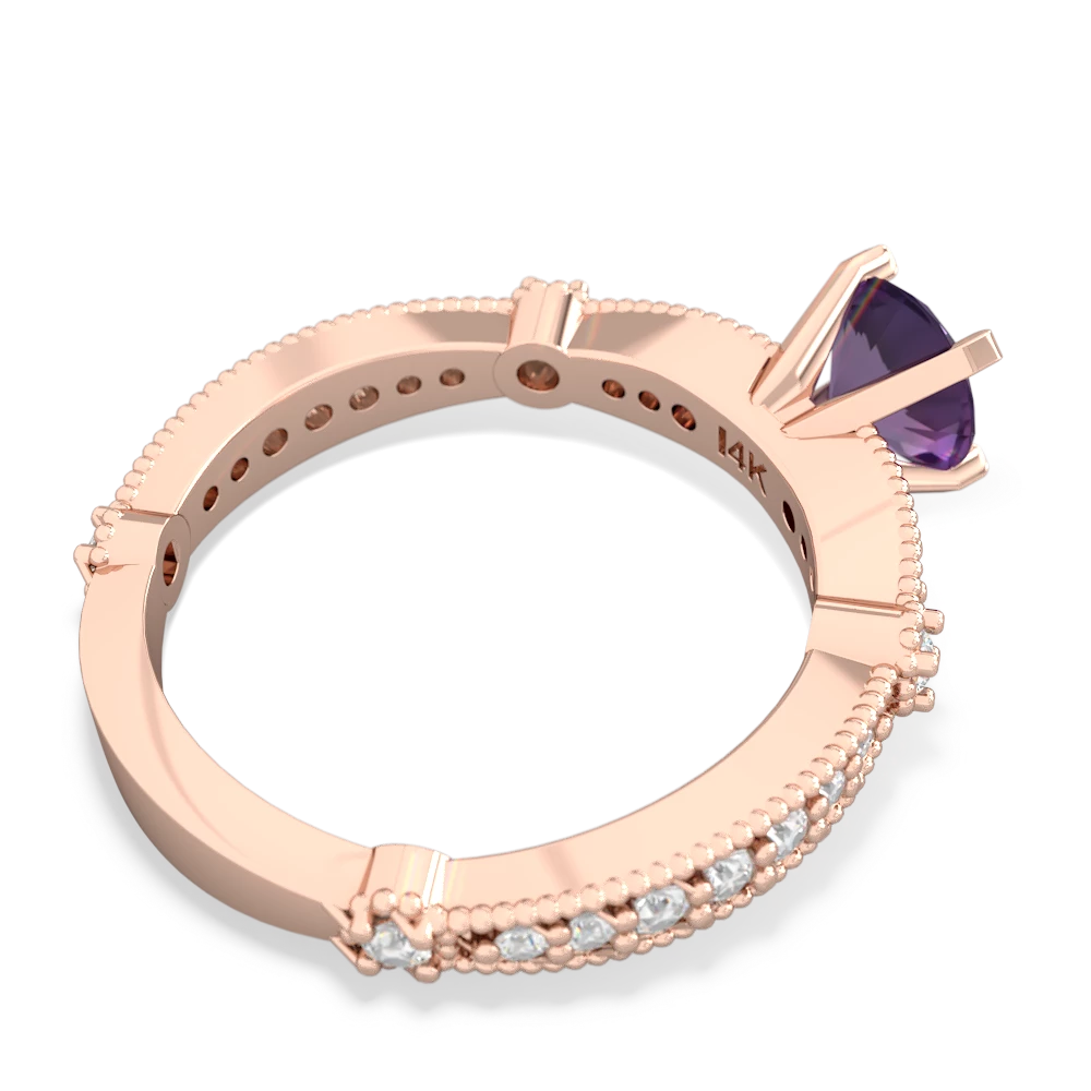 Amethyst Sparkling Tiara 6Mm Round 14K Rose Gold ring R26296RD