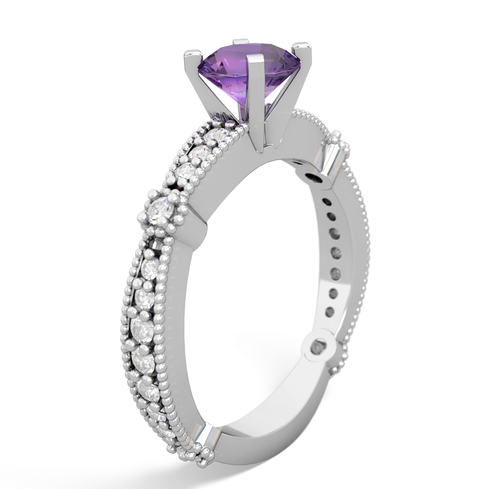 Amethyst Sparkling Tiara 6Mm Round 14K White Gold ring R26296RD