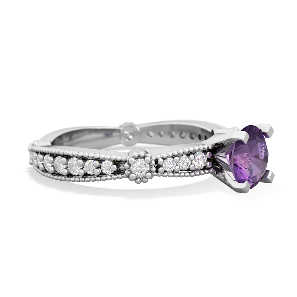 Amethyst Sparkling Tiara 6Mm Round 14K White Gold ring R26296RD