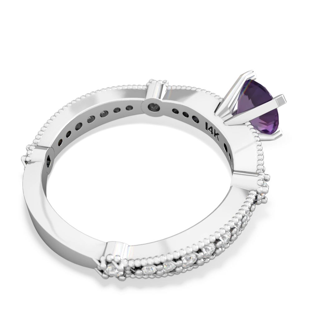 Amethyst Sparkling Tiara 6Mm Round 14K White Gold ring R26296RD