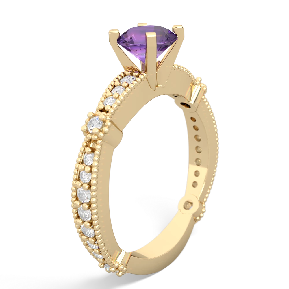 Amethyst Sparkling Tiara 6Mm Round 14K Yellow Gold ring R26296RD