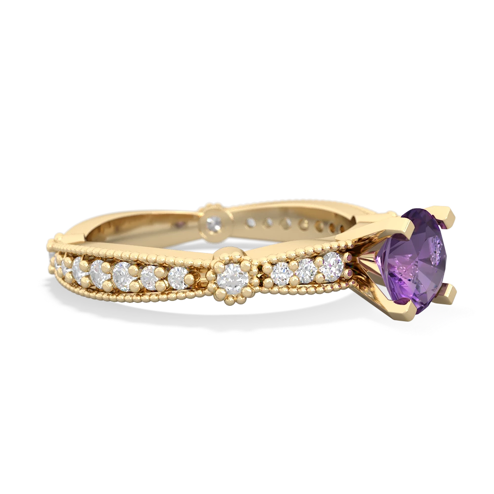 Amethyst Sparkling Tiara 6Mm Round 14K Yellow Gold ring R26296RD