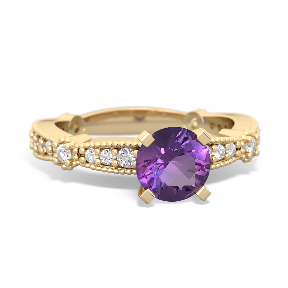 Amethyst Sparkling Tiara 6Mm Round 14K Yellow Gold ring R26296RD