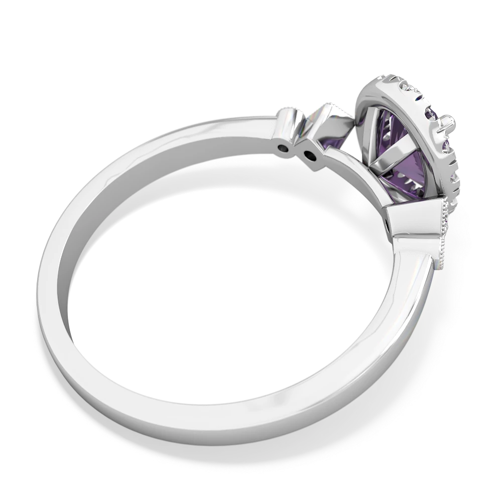 Amethyst Antique-Style Halo 14K White Gold ring R5720