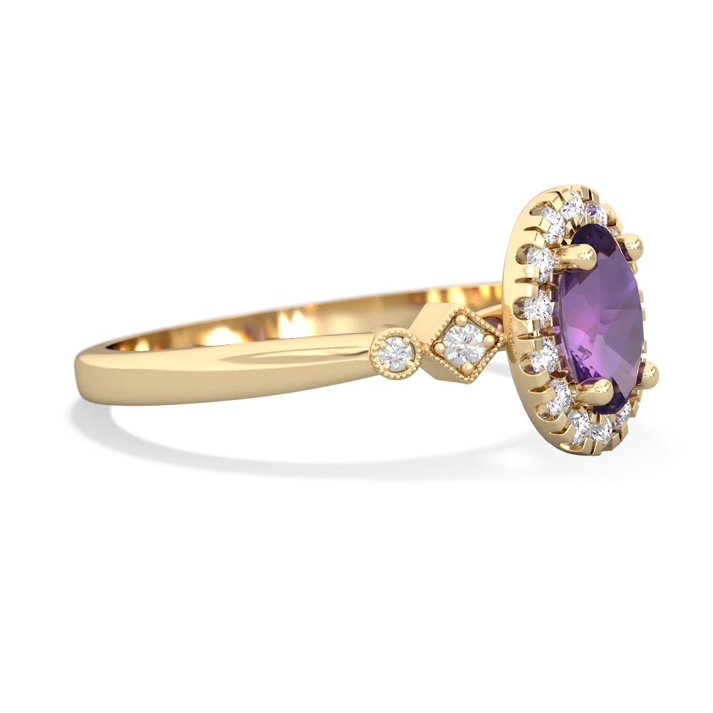 Amethyst Antique-Style Halo 14K Yellow Gold ring R5720