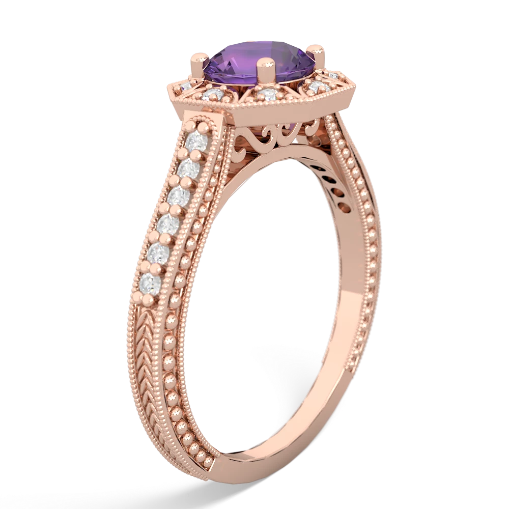 Amethyst Art-Deco Starburst 14K Rose Gold ring R5520