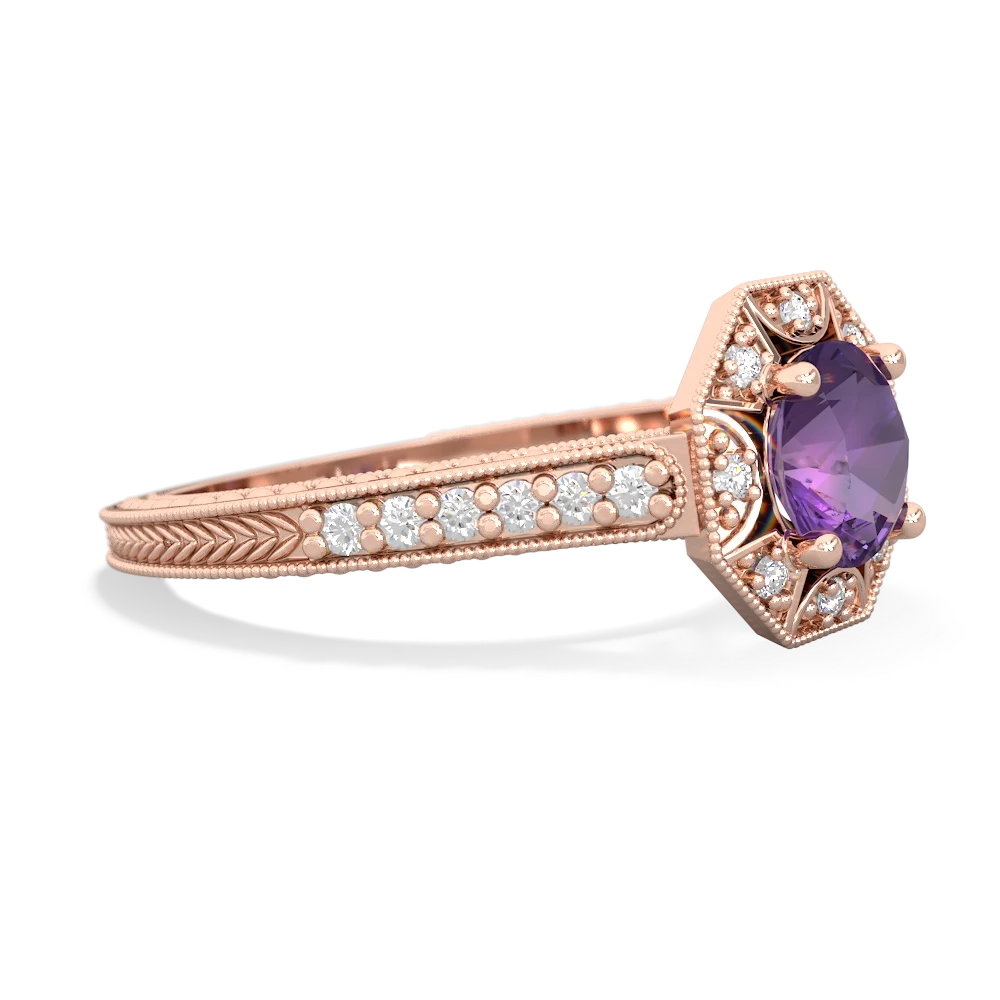 Amethyst Art-Deco Starburst 14K Rose Gold ring R5520