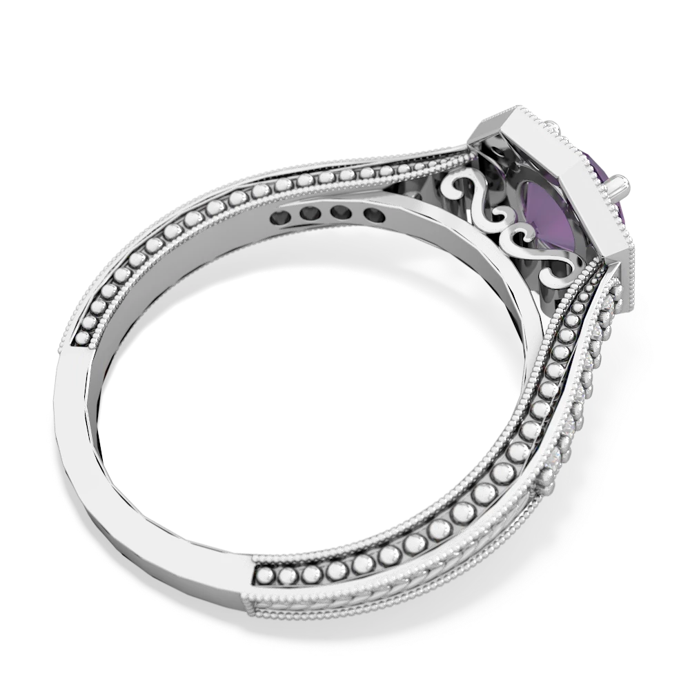 Amethyst Art-Deco Starburst 14K White Gold ring R5520