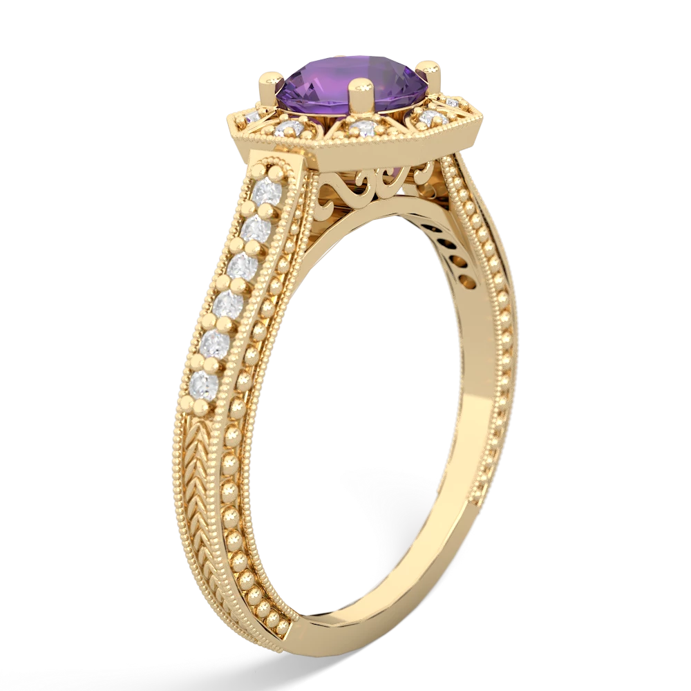 Amethyst Art-Deco Starburst 14K Yellow Gold ring R5520