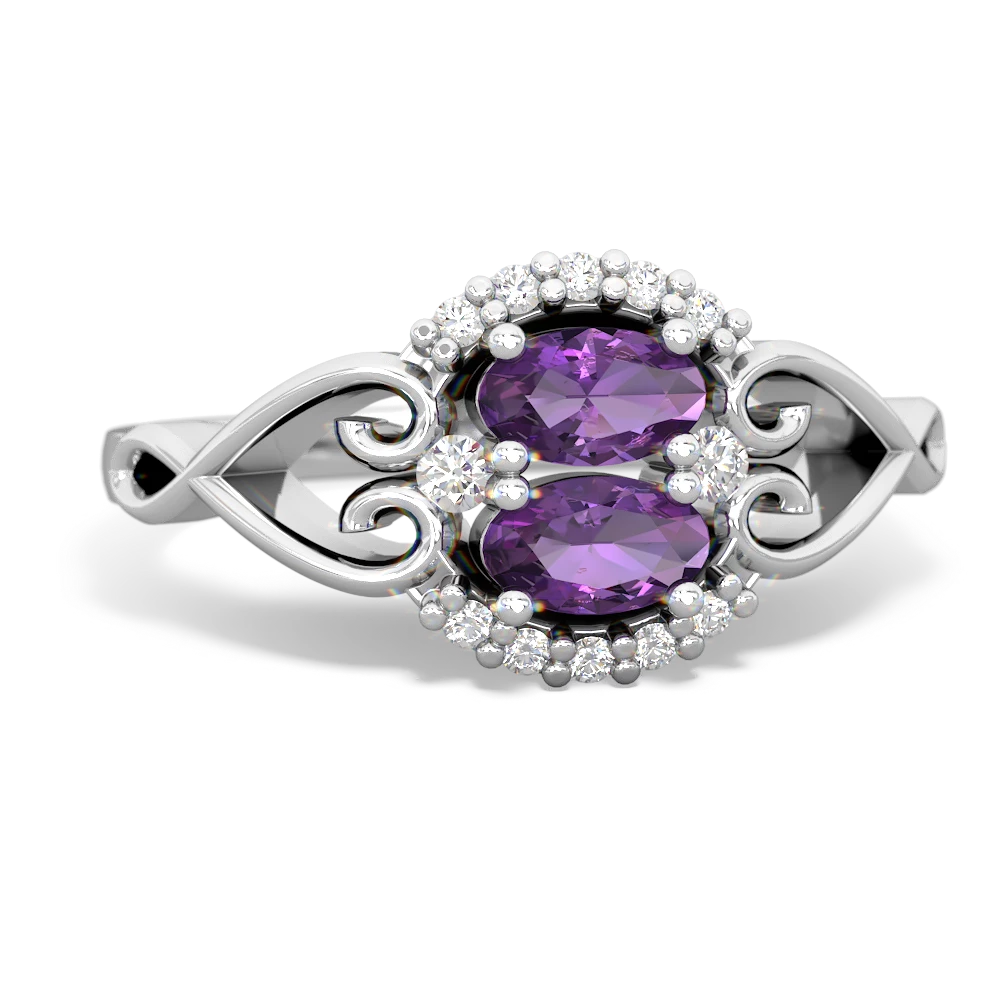 Amethyst Love Nest 14K White Gold ring R5860