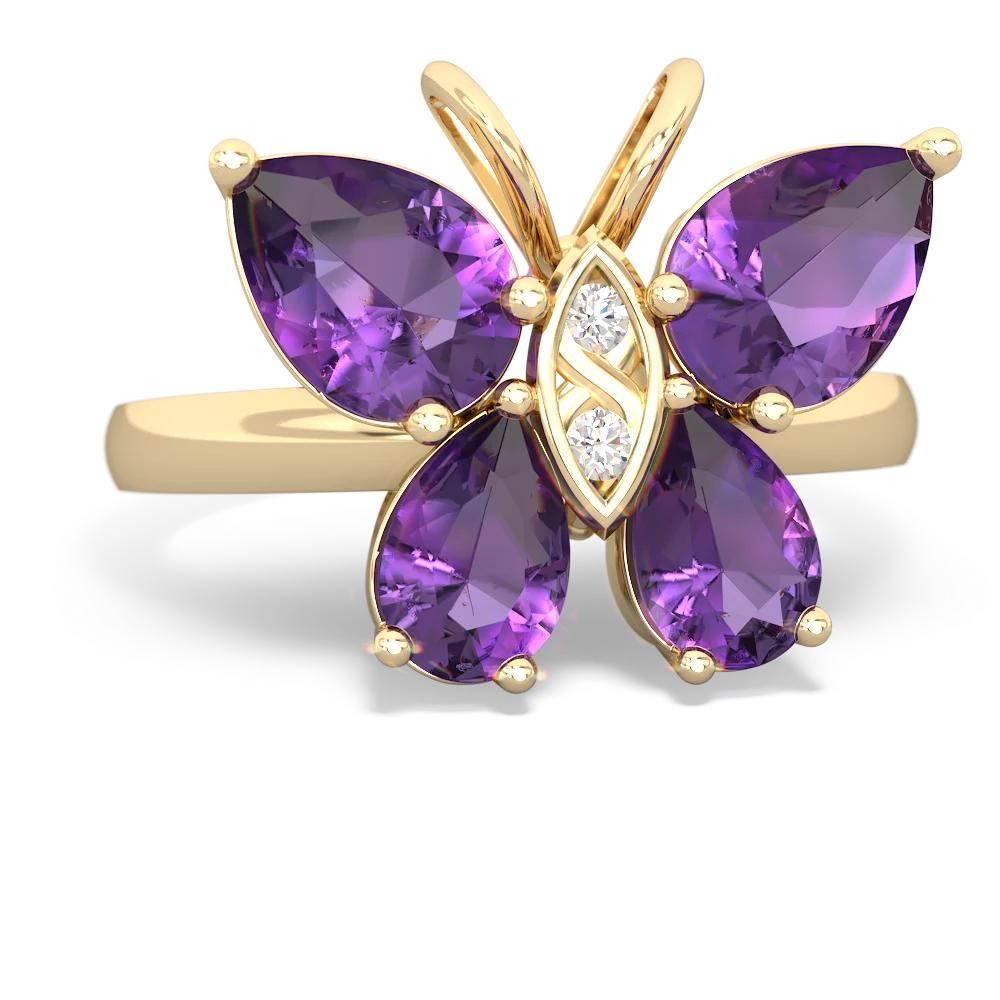 Amethyst Butterfly 14K Yellow Gold ring R2215