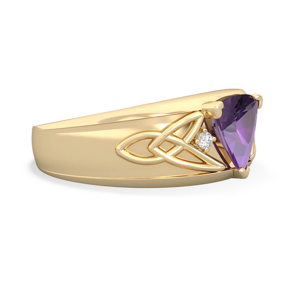 Amethyst Celtic Trinity Knot Men's 14K Yellow Gold ring R0440