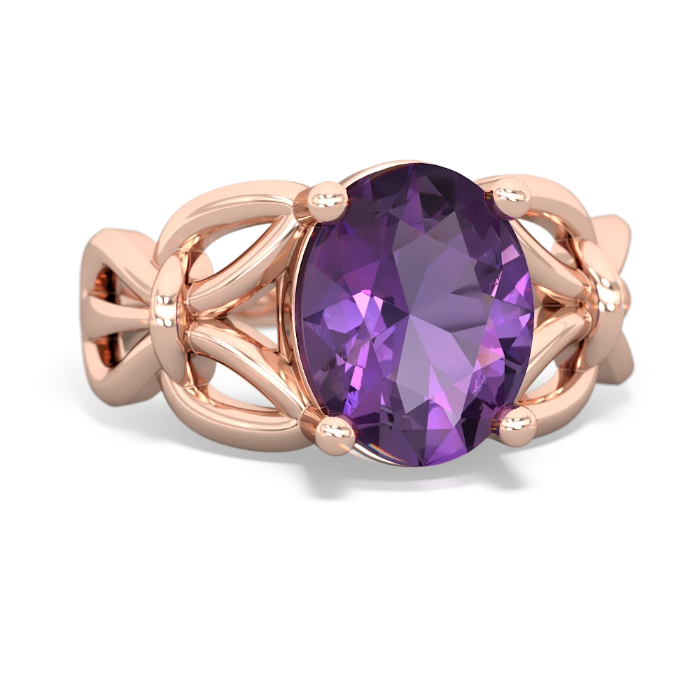 Amethyst Celtic Knot Cocktail 14K Rose Gold ring R2377