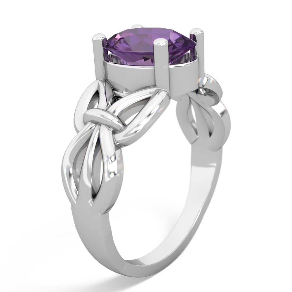 Amethyst Celtic Knot Cocktail 14K White Gold ring R2377