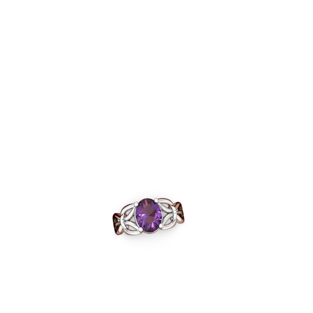 Amethyst Celtic Knot Cocktail 14K White Gold ring R2377