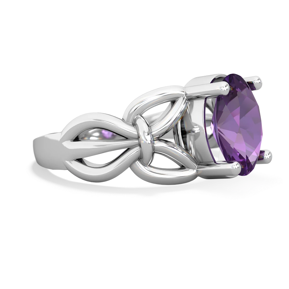 Amethyst Celtic Knot Cocktail 14K White Gold ring R2377