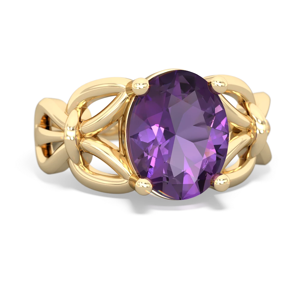 Amethyst Celtic Knot Cocktail 14K Yellow Gold ring R2377