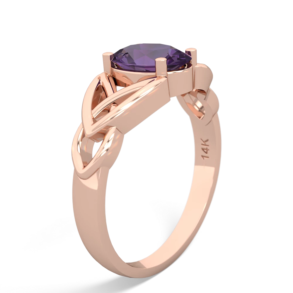 Amethyst Celtic Trinity Knot 14K Rose Gold ring R2389