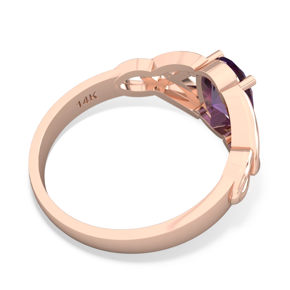 Amethyst Celtic Trinity Knot 14K Rose Gold ring R2389