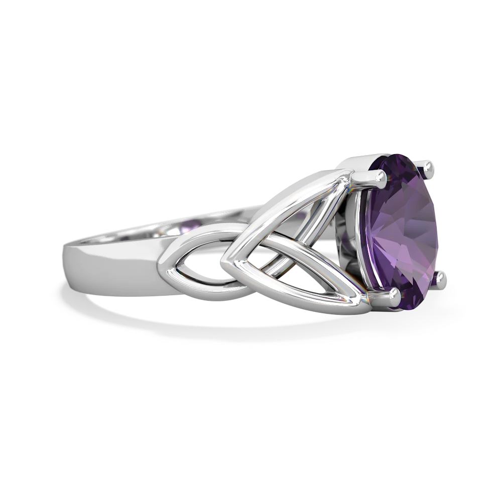 Amethyst Celtic Trinity Knot 14K White Gold ring R2389