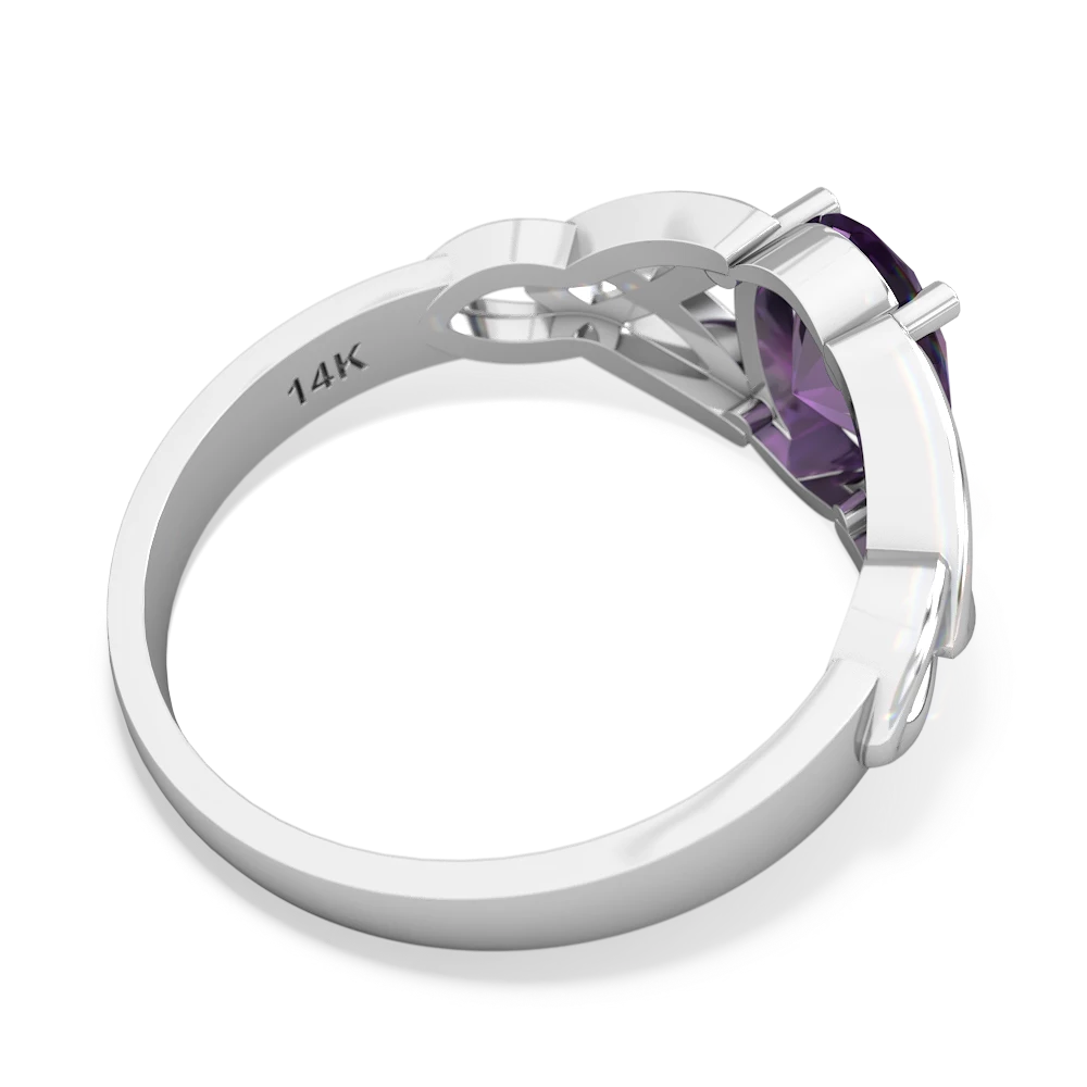 Amethyst Celtic Trinity Knot 14K White Gold ring R2389