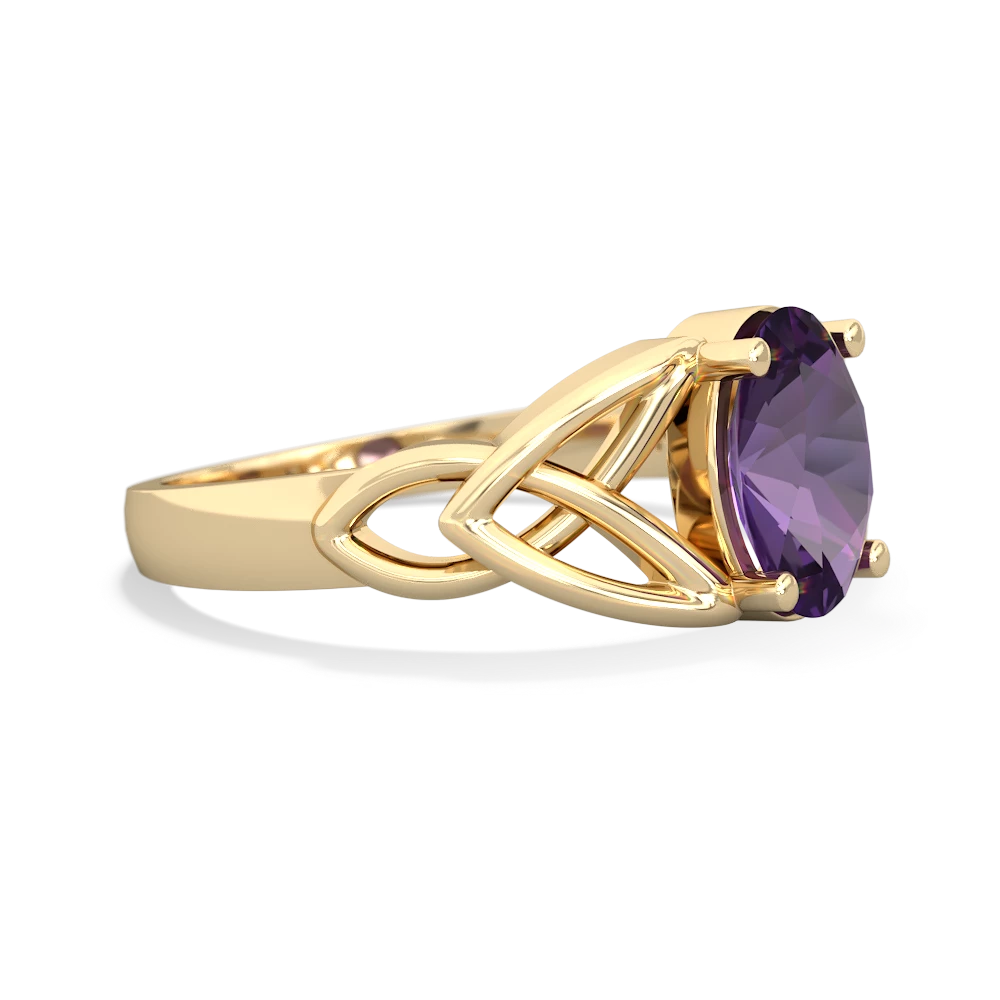 Amethyst Celtic Trinity Knot 14K Yellow Gold ring R2389