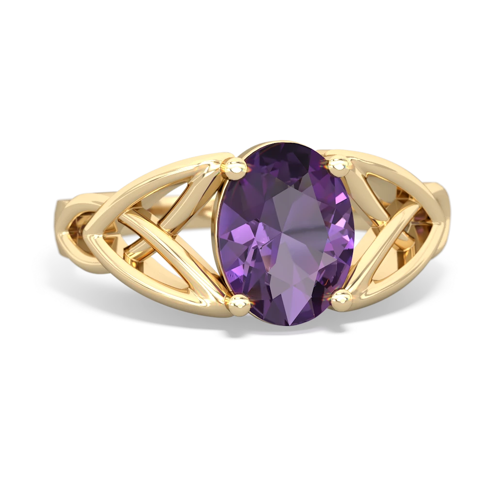 Amethyst Celtic Trinity Knot 14K Yellow Gold ring R2389