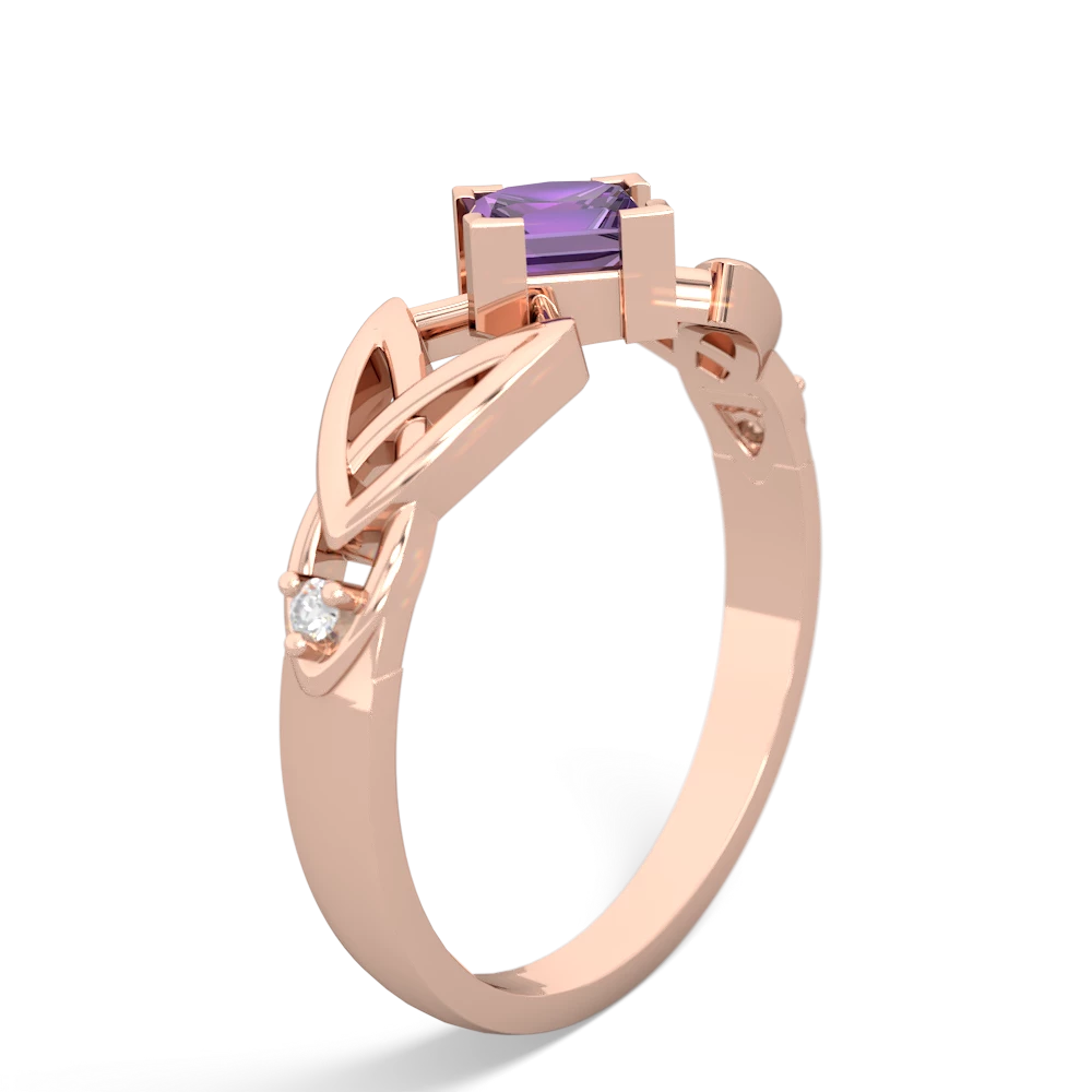 Amethyst Celtic Knot Princess 14K Rose Gold ring R3349