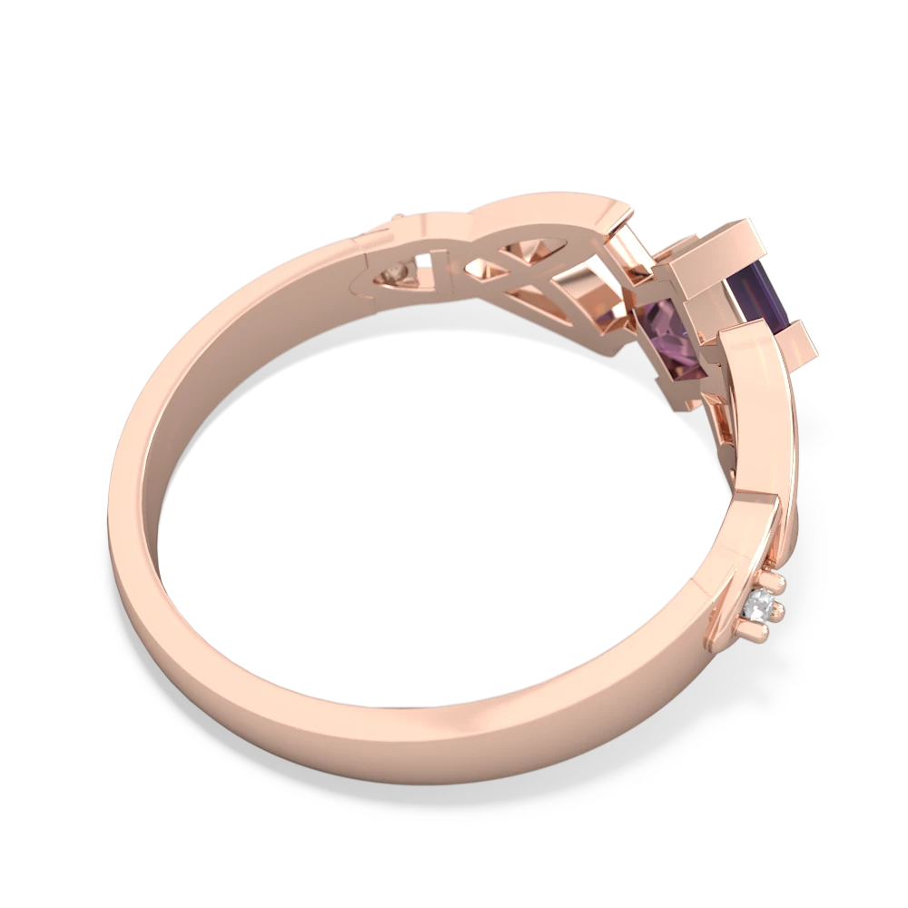 Amethyst Celtic Knot Princess 14K Rose Gold ring R3349