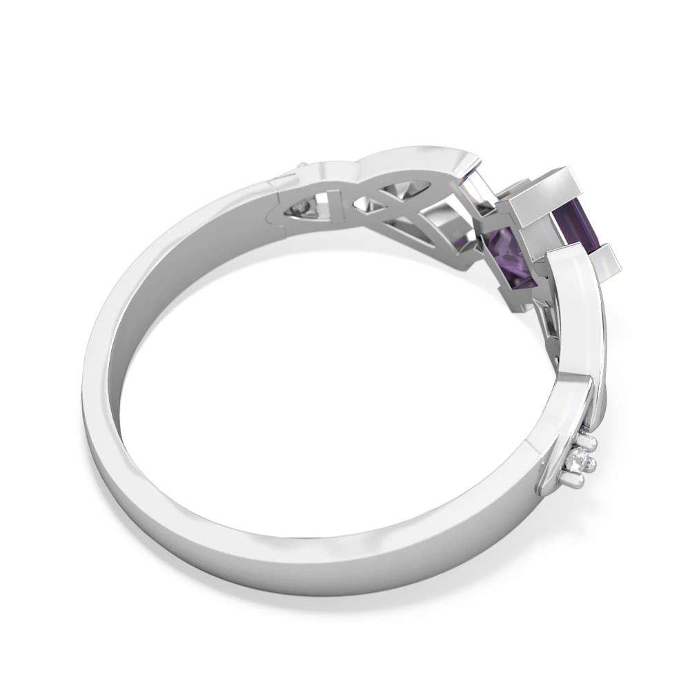 Amethyst Celtic Knot Princess 14K White Gold ring R3349