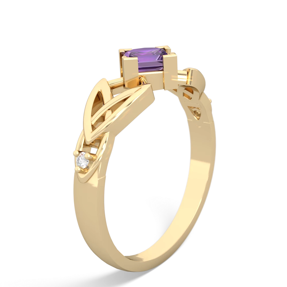 Amethyst Celtic Knot Princess 14K Yellow Gold ring R3349