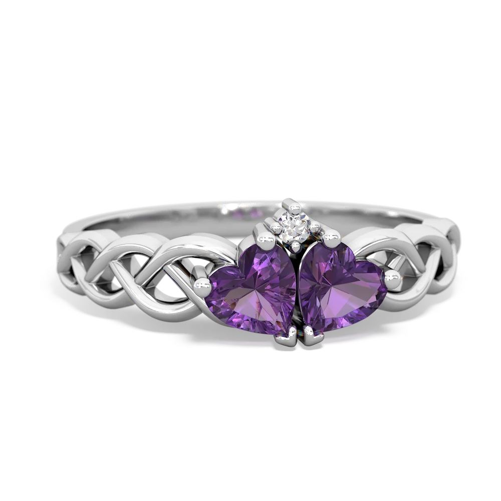 Amethyst Heart To Heart Braid 14K White Gold ring R5870