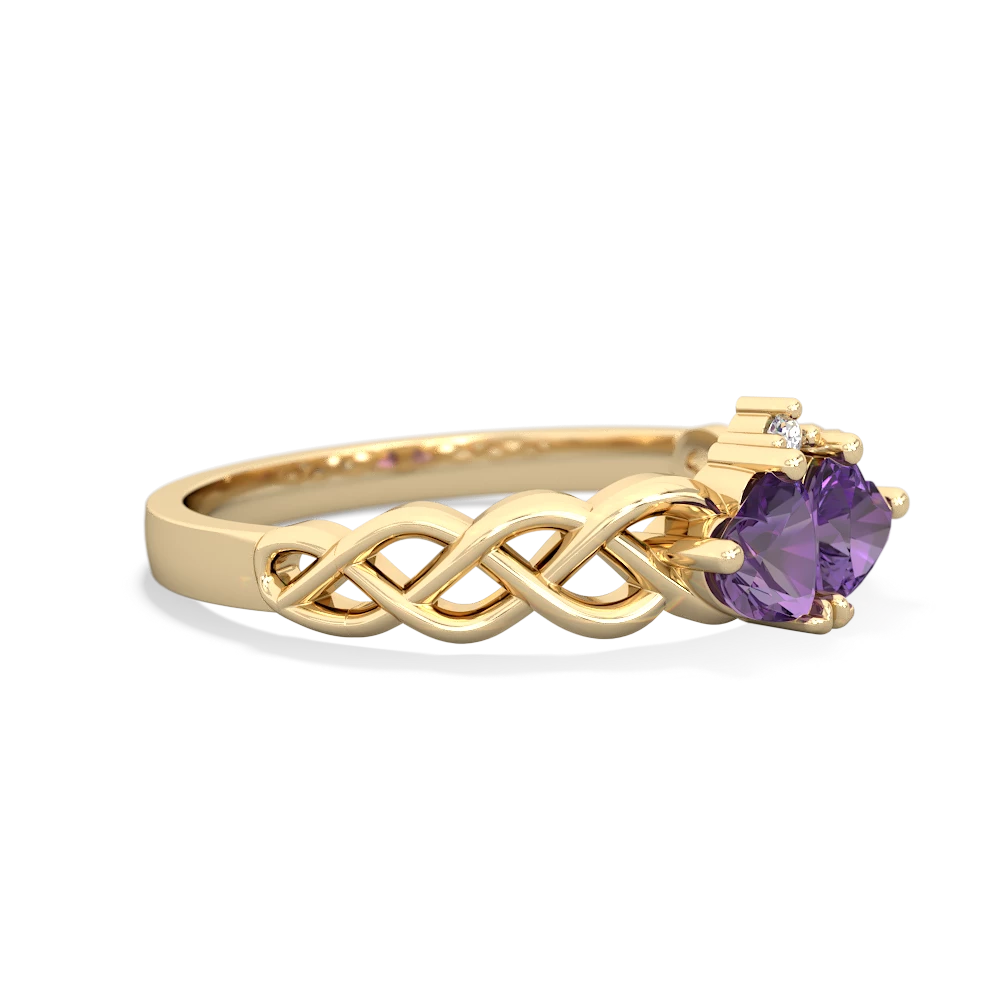 Amethyst Heart To Heart Braid 14K Yellow Gold ring R5870