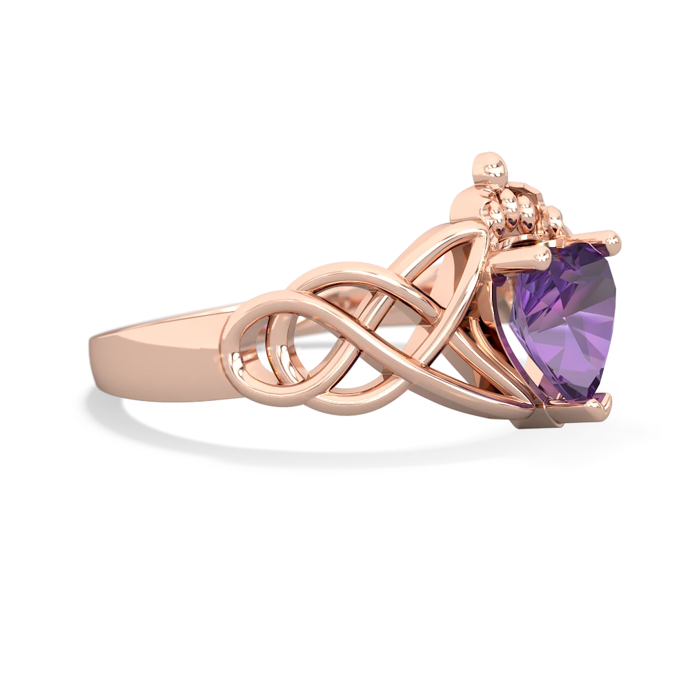 Amethyst Claddagh Celtic Knot 14K Rose Gold ring R2367