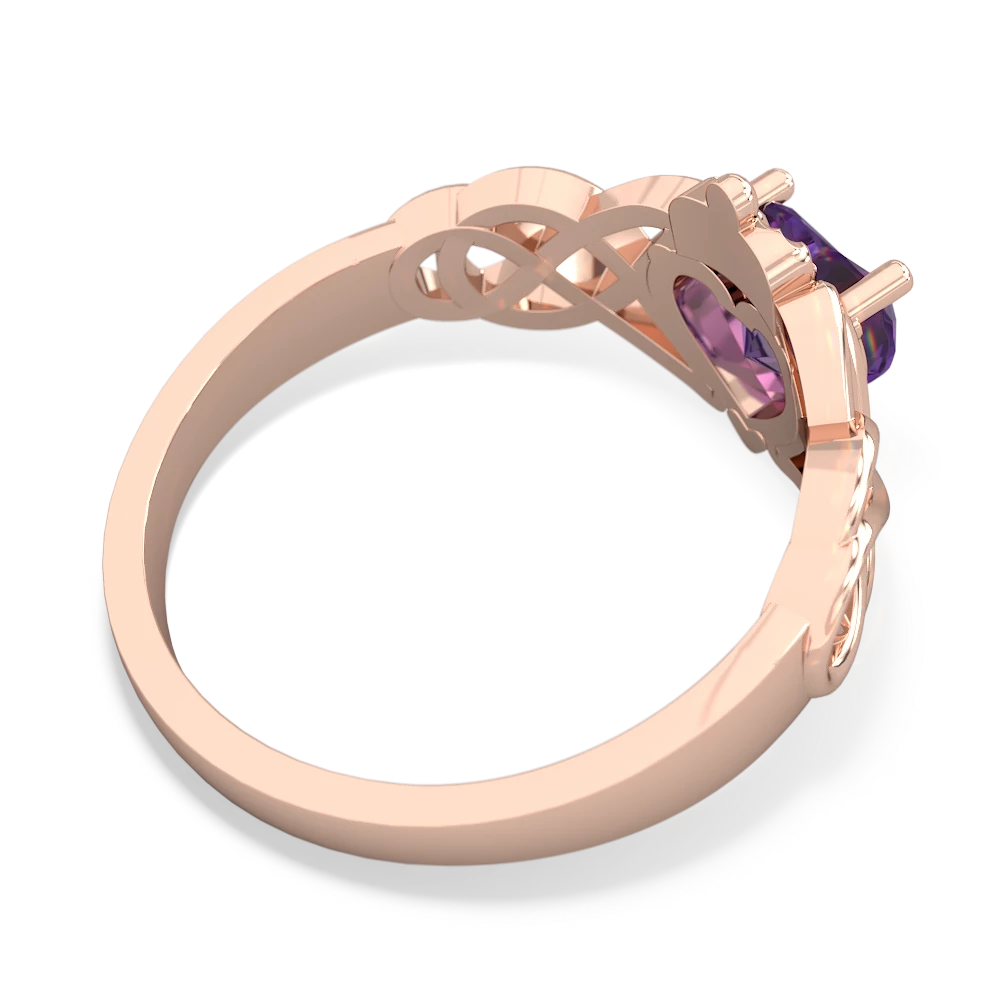 Amethyst Claddagh Celtic Knot 14K Rose Gold ring R2367