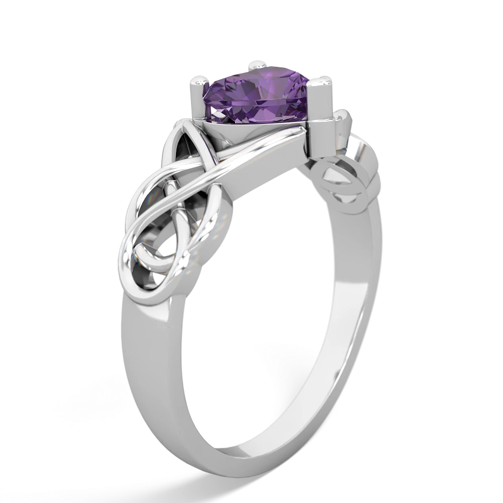 Amethyst Claddagh Celtic Knot 14K White Gold ring R2367