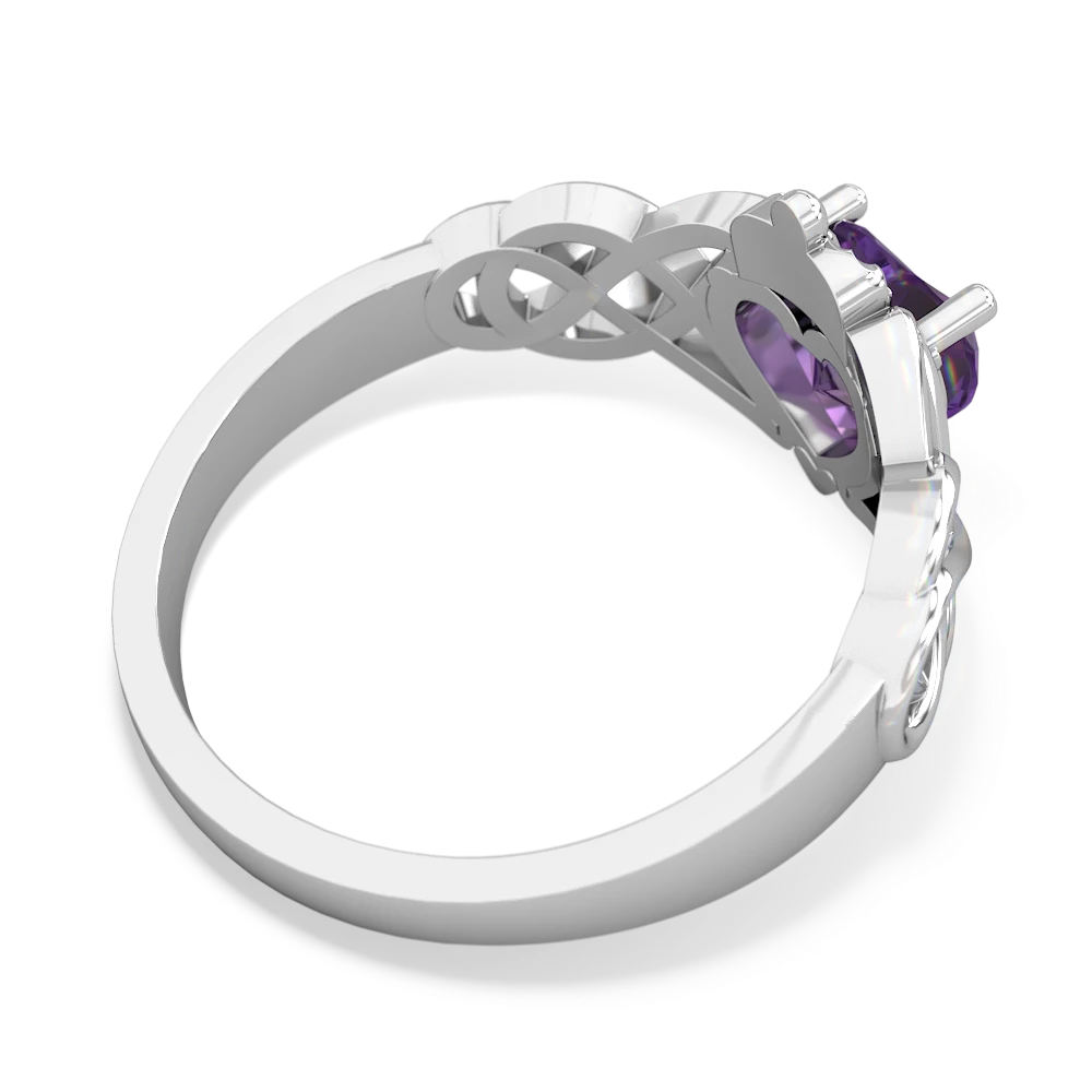 Amethyst Claddagh Celtic Knot 14K White Gold ring R2367