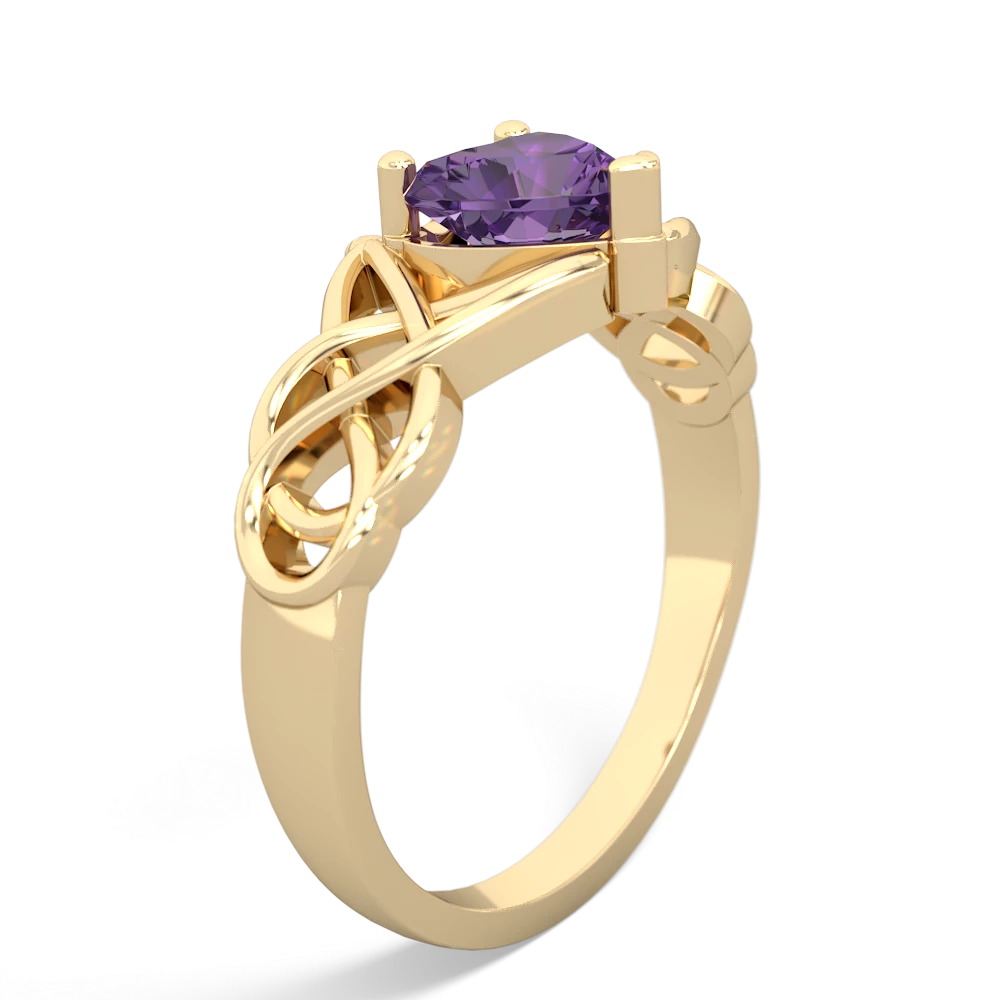 Amethyst Claddagh Celtic Knot 14K Yellow Gold ring R2367