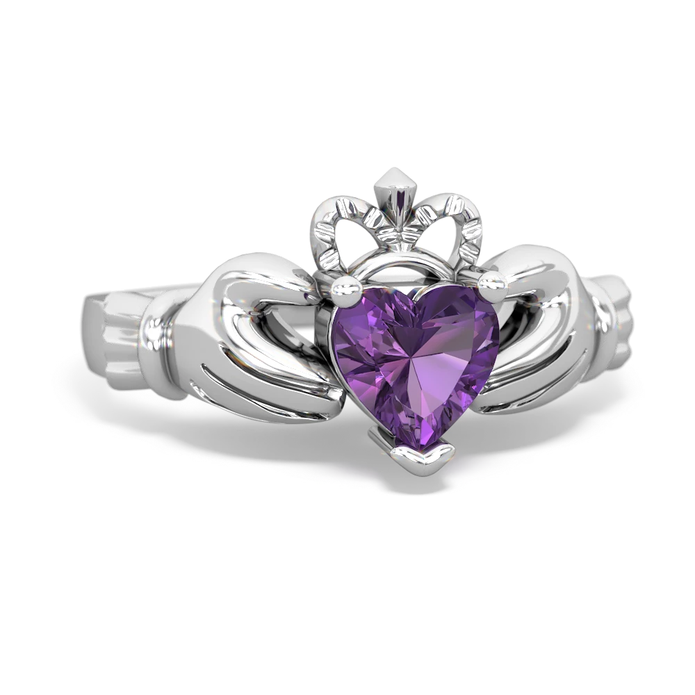 Amethyst Claddagh 14K White Gold ring R2370