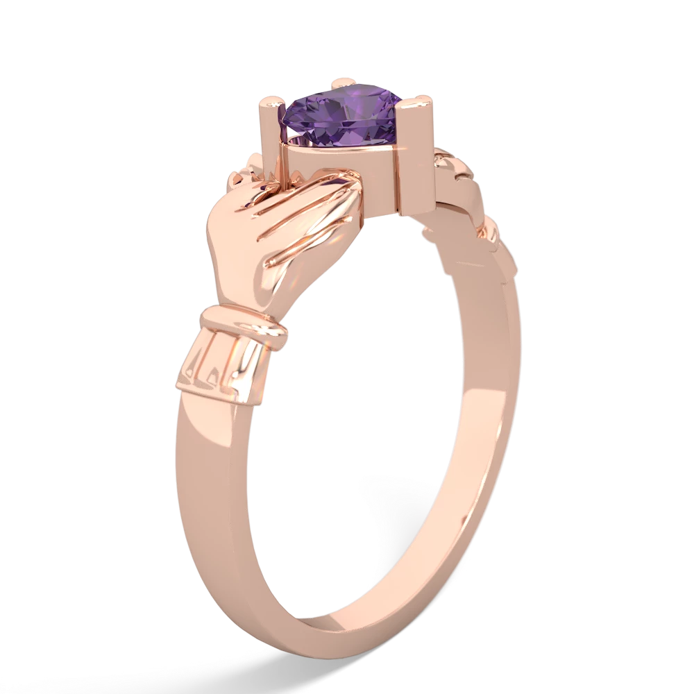 Amethyst Claddagh 14K Rose Gold ring R2370