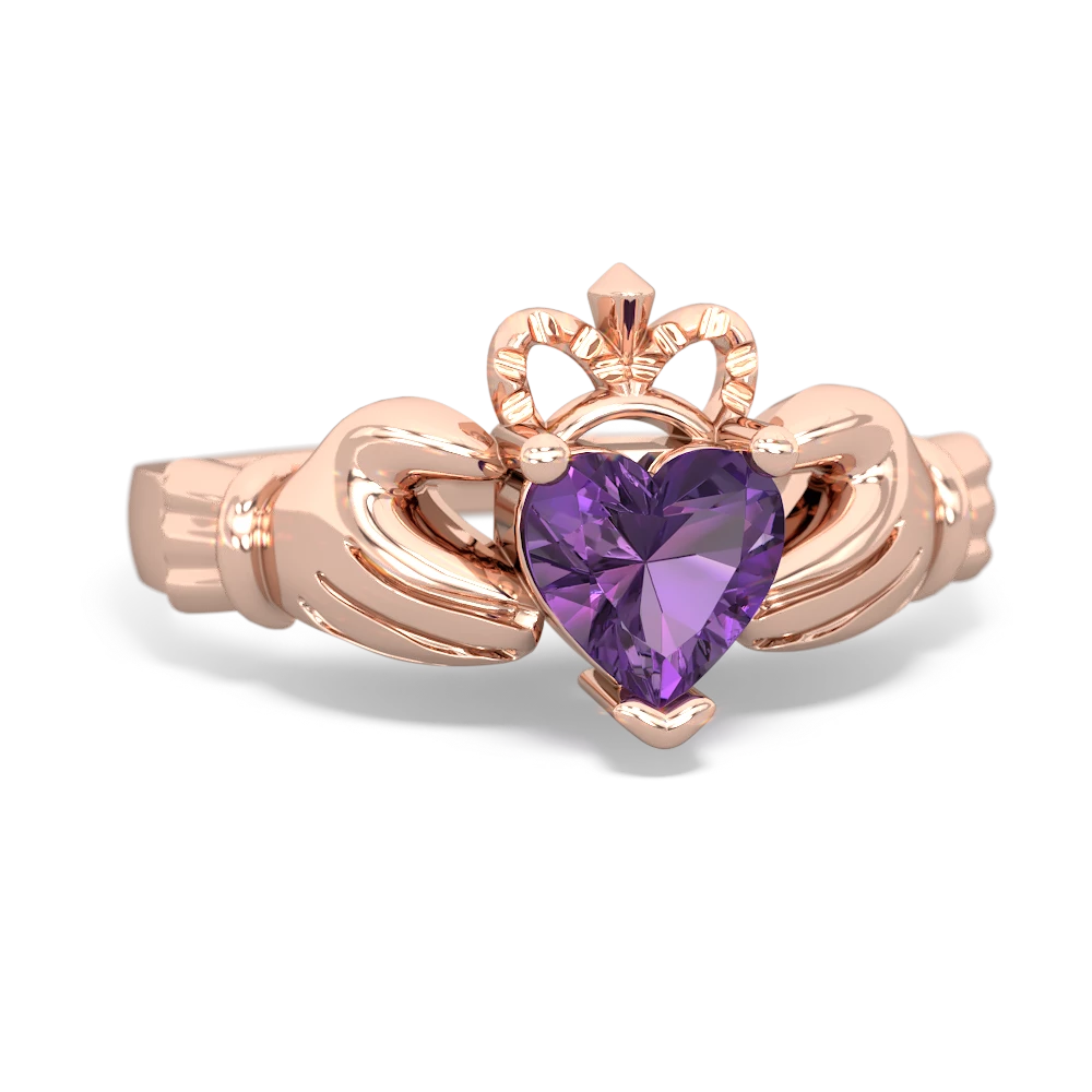 Amethyst Claddagh 14K Rose Gold ring R2370