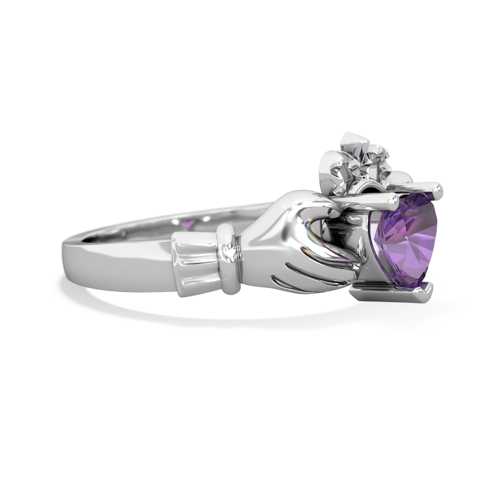 Amethyst Claddagh 14K White Gold ring R2370