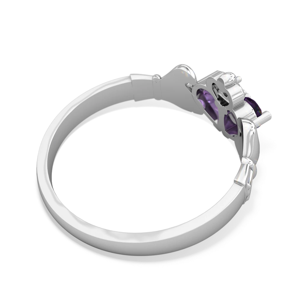 Amethyst 'Our Heart' Claddagh 14K White Gold ring R2388