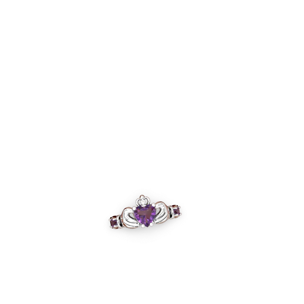 Amethyst Claddagh Keepsake 14K White Gold ring R5245