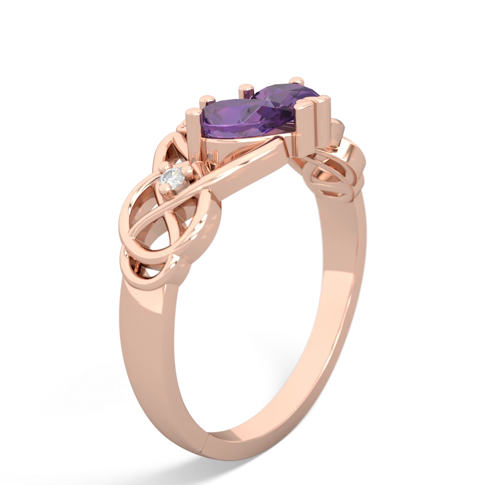 Amethyst 'One Heart' Celtic Knot Claddagh 14K Rose Gold ring R5322