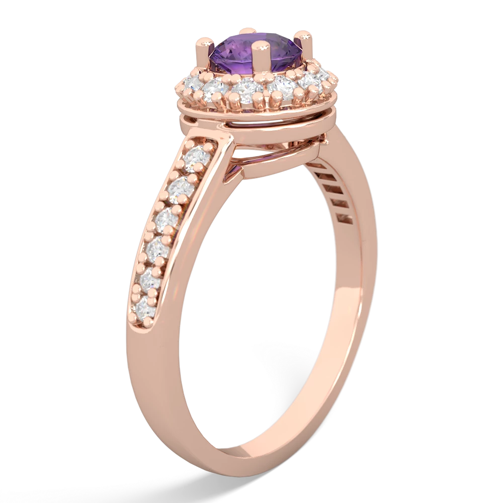 Amethyst Diamond Halo 14K Rose Gold ring R5370