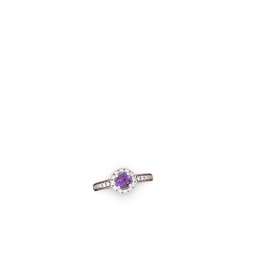 Amethyst Diamond Halo 14K White Gold ring R5370