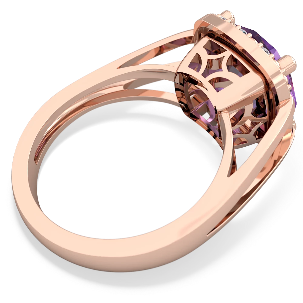 Amethyst Art Deco Cocktail 14K Rose Gold ring R2498