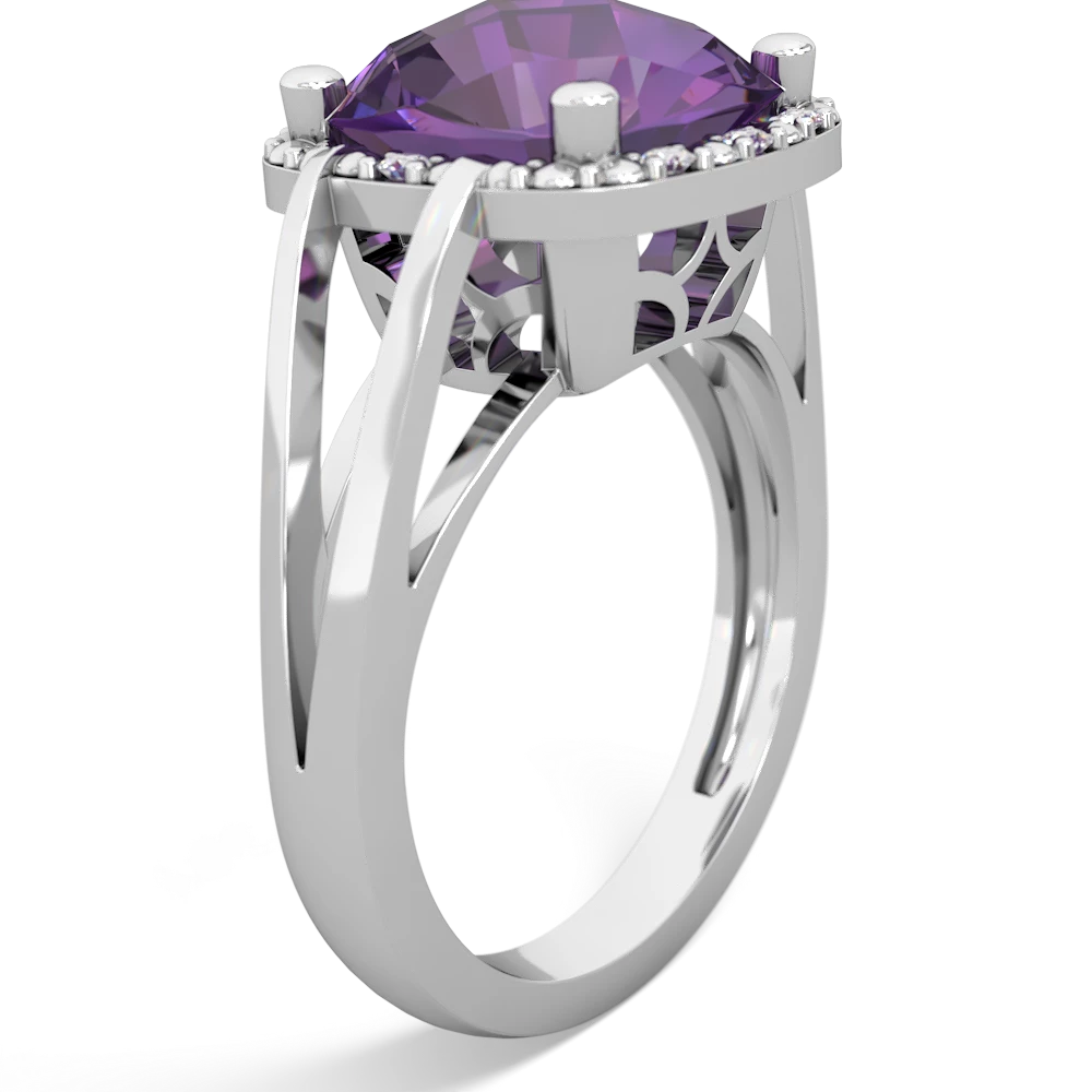 Amethyst Art Deco Cocktail 14K White Gold ring R2498